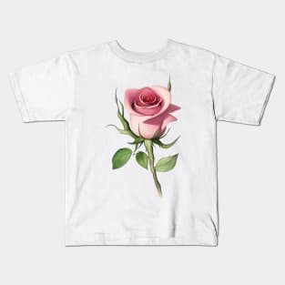 Large Pink Rose Kids T-Shirt